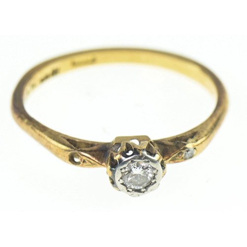 233 - 18ct gold, platinum and diamond ring, size M, gross weight 2.16 grams