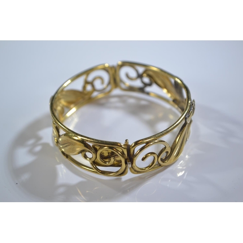 268 - Danish 830 silver gilt hinged bracelet, C Brumberg Hansen, marked 'C.B.H. 830.S', inner diameter 55m... 