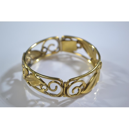 268 - Danish 830 silver gilt hinged bracelet, C Brumberg Hansen, marked 'C.B.H. 830.S', inner diameter 55m... 