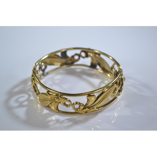 268 - Danish 830 silver gilt hinged bracelet, C Brumberg Hansen, marked 'C.B.H. 830.S', inner diameter 55m... 