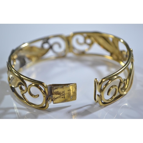 268 - Danish 830 silver gilt hinged bracelet, C Brumberg Hansen, marked 'C.B.H. 830.S', inner diameter 55m... 