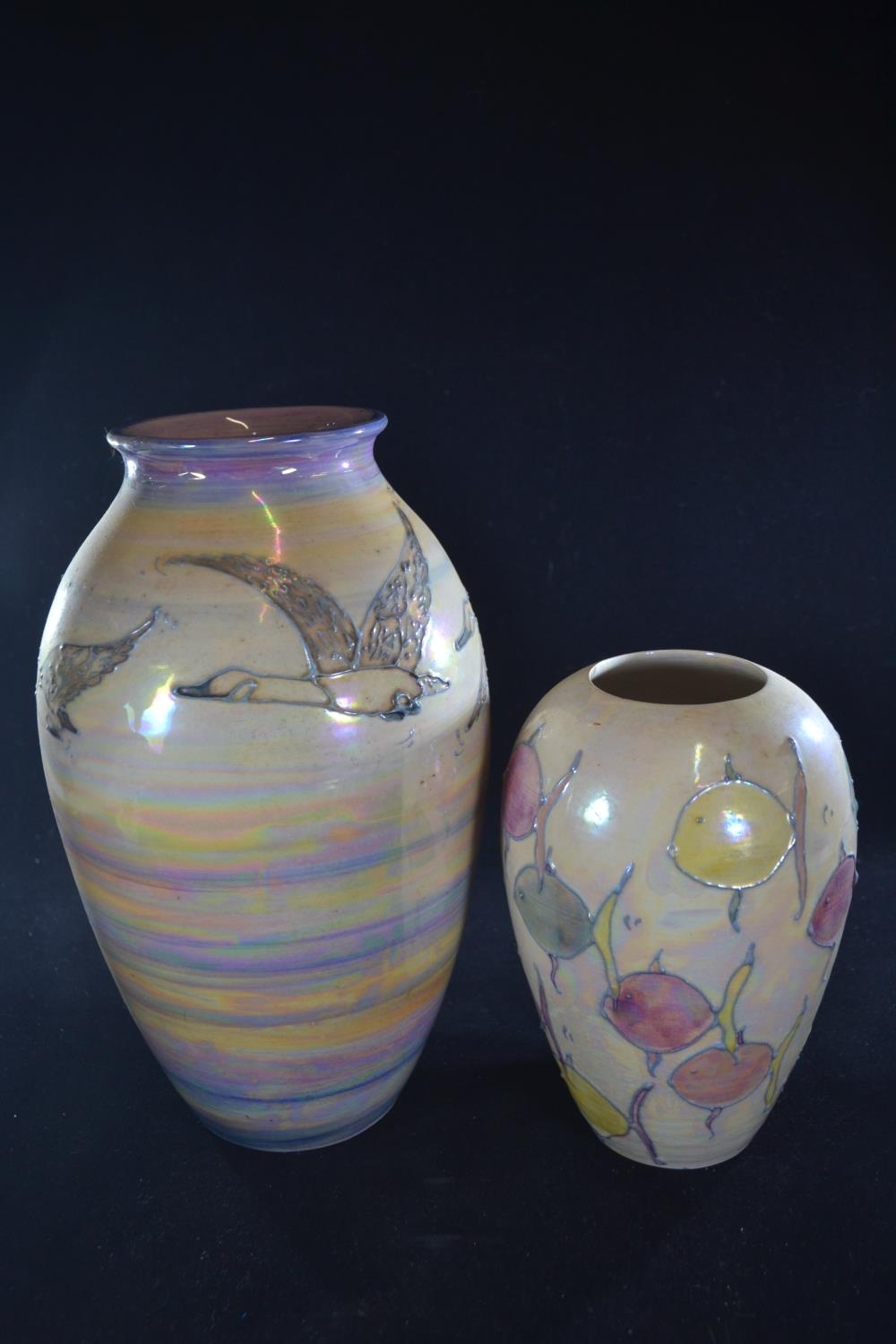 Lise B. Moorcroft; Two Studio Lustre Vases, Both Signed And Dated 2000 ...