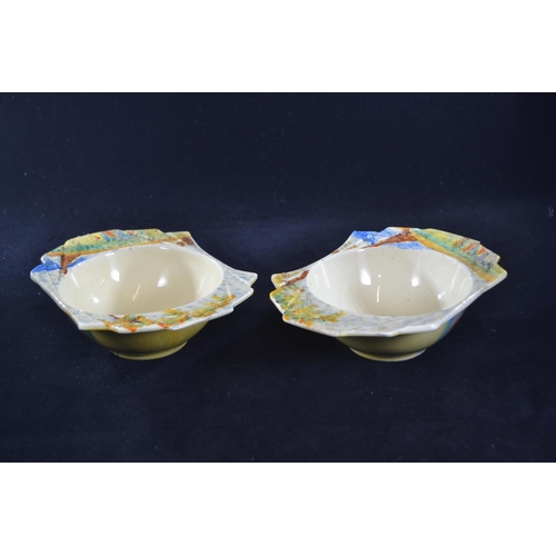 544 - Two Clarice Cliff grapefruit bowls, 'Bizarre' Patina Coastal pattern, Provisional Patent No.23385, c... 