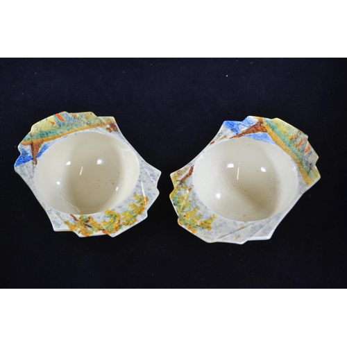 544 - Two Clarice Cliff grapefruit bowls, 'Bizarre' Patina Coastal pattern, Provisional Patent No.23385, c... 