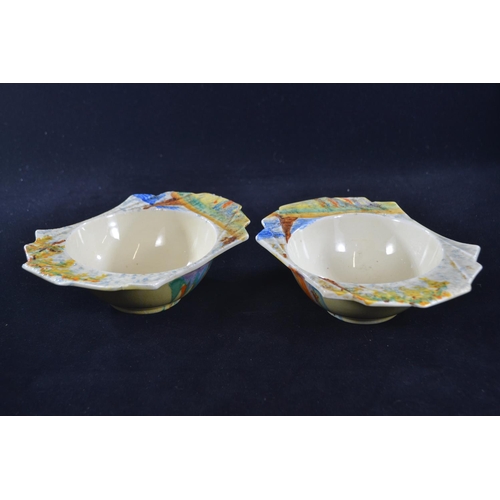 544 - Two Clarice Cliff grapefruit bowls, 'Bizarre' Patina Coastal pattern, Provisional Patent No.23385, c... 