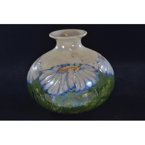 545 - Lise B Moorcroft; Moorland Staffordshire Chelsea Works Burslem, lustre blue daisy vase, no.91 of 300... 