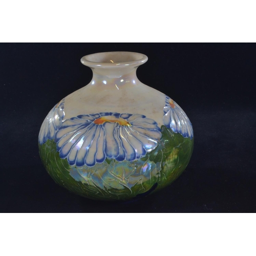 545 - Lise B Moorcroft; Moorland Staffordshire Chelsea Works Burslem, lustre blue daisy vase, no.91 of 300... 