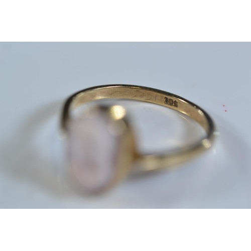 246 - 9ct gold and 3 stone amethyst ring size N/O gross weight 2g. Together with a 9ct gold cameo ring. Si... 