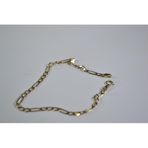 253 - 9ct gold and black material bracelet slide with rolled gold clasp, 9ct gold gem-set pendant and chai... 