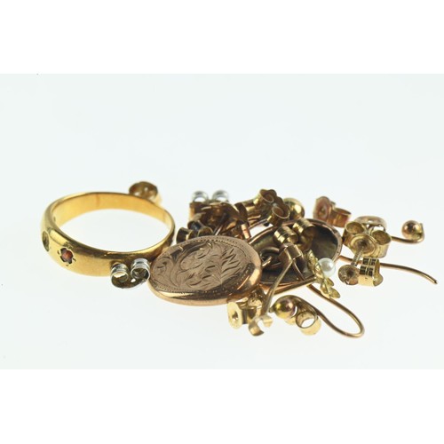 258 - 2.33 gram scrap 18ct gold stone set ring and 3.76 grams scrap 9ct gold, including stone set