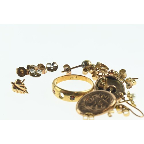 258 - 2.33 gram scrap 18ct gold stone set ring and 3.76 grams scrap 9ct gold, including stone set