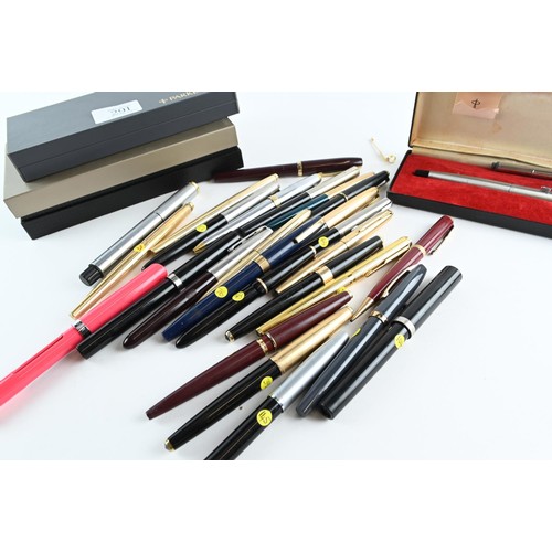 291 - A collection of 27 individual pens. Including 10 Sheaffer and 17 Parker pens, a mix of ballpoint and... 