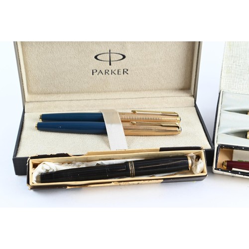 292 - Total of six Parker pens inc, Duofold, Slimfold, No17 Vacumatic. Two with rolled gold lids and all h... 