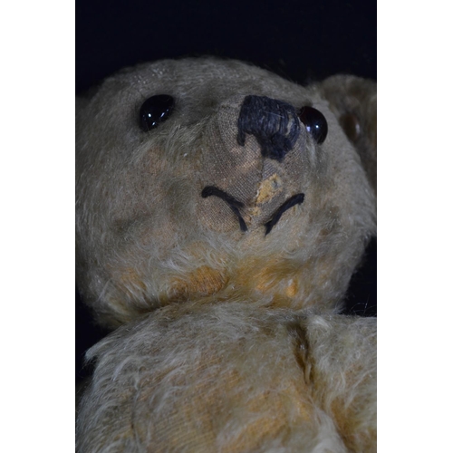 548 - Merrythought jointed teddy bear circa. 1930's with original tag to foot, golden mohair, glass eyes, ... 