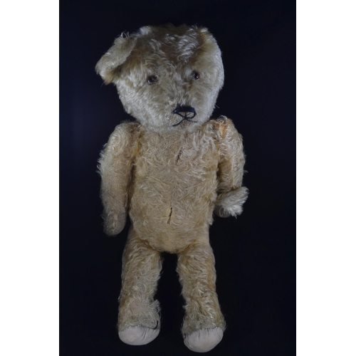 548 - Merrythought jointed teddy bear circa. 1930's with original tag to foot, golden mohair, glass eyes, ... 