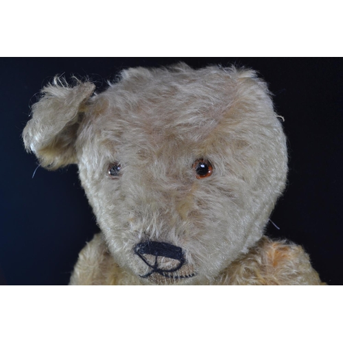 548 - Merrythought jointed teddy bear circa. 1930's with original tag to foot, golden mohair, glass eyes, ... 