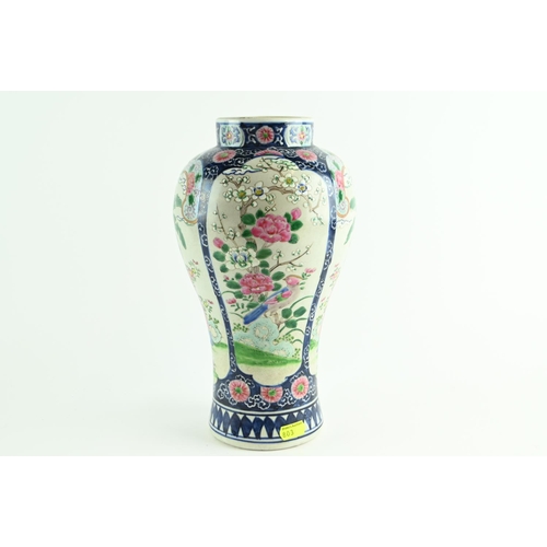 565 - Chinese famille rose baluster vase decorated with panels of flowers and birds alternating with figur... 