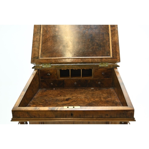 523 - Leather topped galleried Davenport with four external drawers, two internal drawers, an ink well and... 