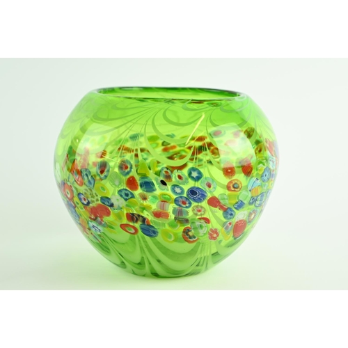 602 - A Murano style green millefiori bowl, height approx. 19cm x dia. 26cm