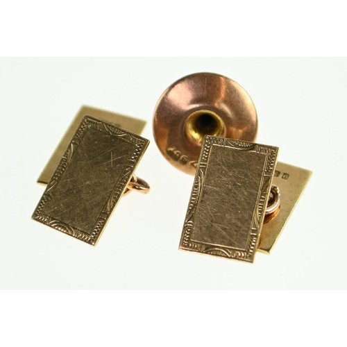 259 - Pair of 9ct gold cufflinks and a 9ct gold bachelor stud, gross weight 6.55 grams