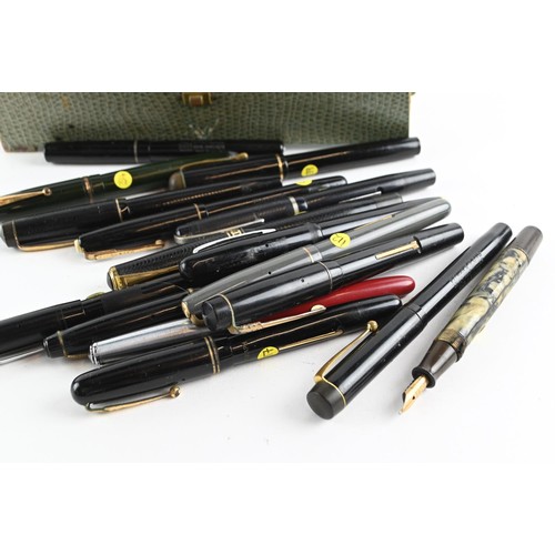 284 - Collection of sixteen fountain pens all with 14ct nibs. These include, Swan, Watermans, Summit etc..... 