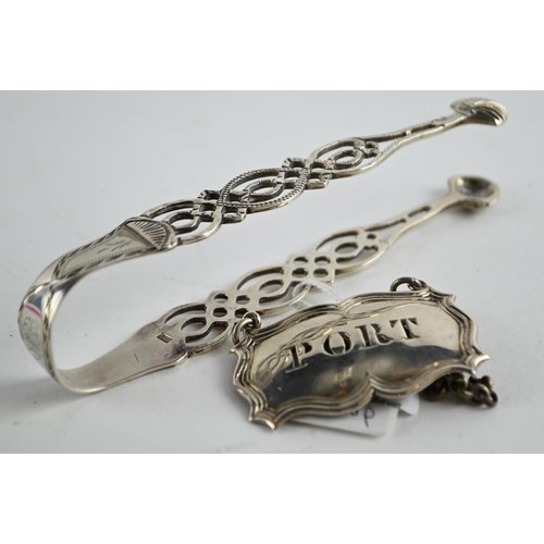 327 - Pair of George III silver sugar tongs, CH, London circa 1784/85, monarch's head incuse, no... 