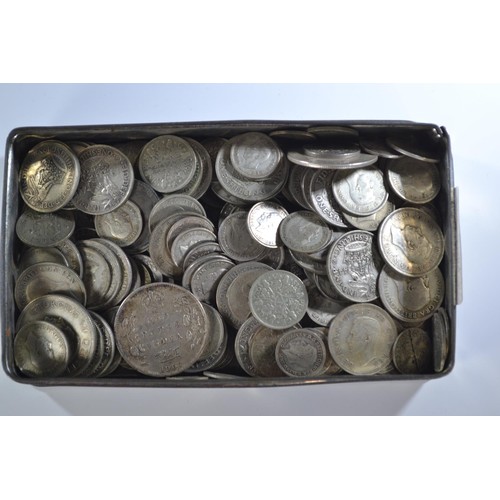 448 - 620 grams gross weight of pre-1947 coins, including mostly shillings, sixpence, threepence and other... 