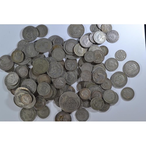 448 - 620 grams gross weight of pre-1947 coins, including mostly shillings, sixpence, threepence and other... 