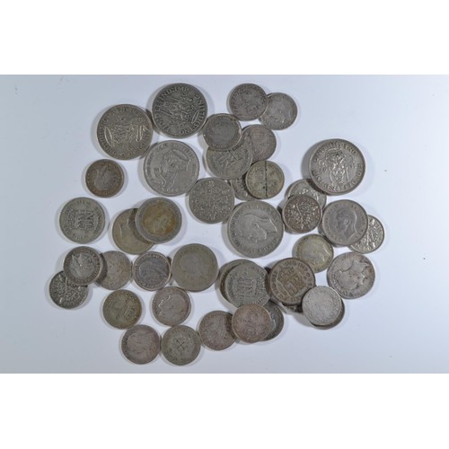 448 - 620 grams gross weight of pre-1947 coins, including mostly shillings, sixpence, threepence and other... 