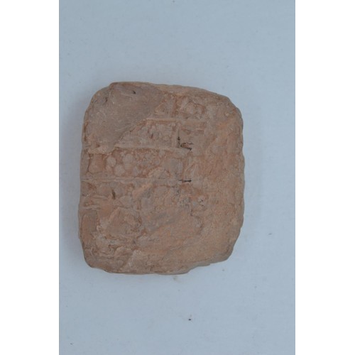 486 - Sumerian style miniature stone tablet with carved detail in a soft shade of pink/natural.