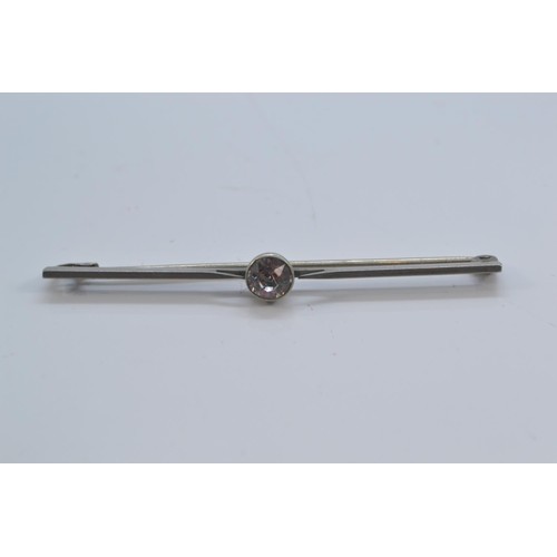 237 - 9ct white gold bar brooch set with pearl and (possibly) conch pearl together with a paste bar brooch... 