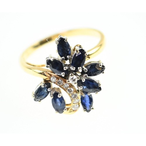 240 - 14ct gold ring set with sapphires, size M1/2, gross weight 3.66 grams