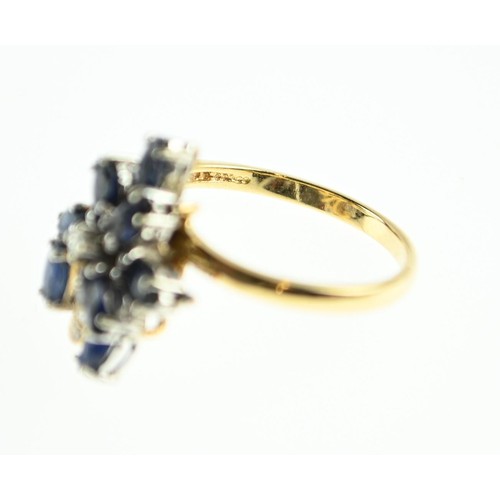 240 - 14ct gold ring set with sapphires, size M1/2, gross weight 3.66 grams