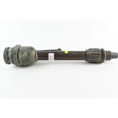 470 - Nozzle of a fireman's hose with lettering MCA DIN 1669  solid brass. L 45 cm