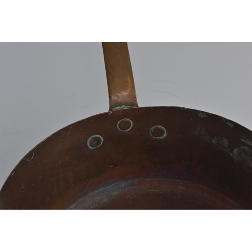 504 - Set of six copper saucepans, largest diameter of pan 23cm, smallest diameter of pan 18cm