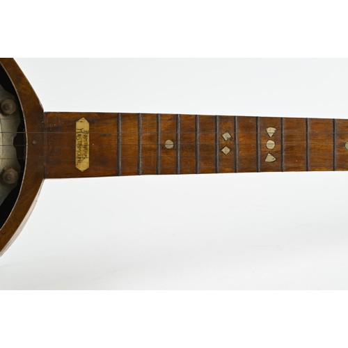 505 - Six string Banjo with inlaid back with bone and brass could have been made during the war in POW cam... 