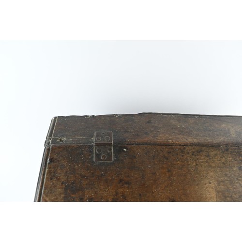 507 - 18c oak bible box, original lock and clasp in place but not fully functional. W64 D41 H 23 cm