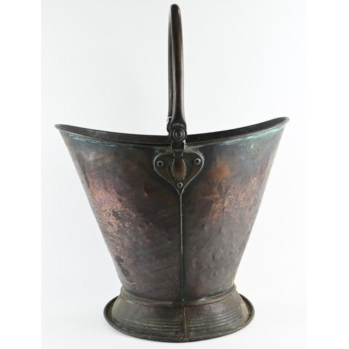 512 - Copper Art Nouveau coal bucket W40 x D29 x H34, excluding handle