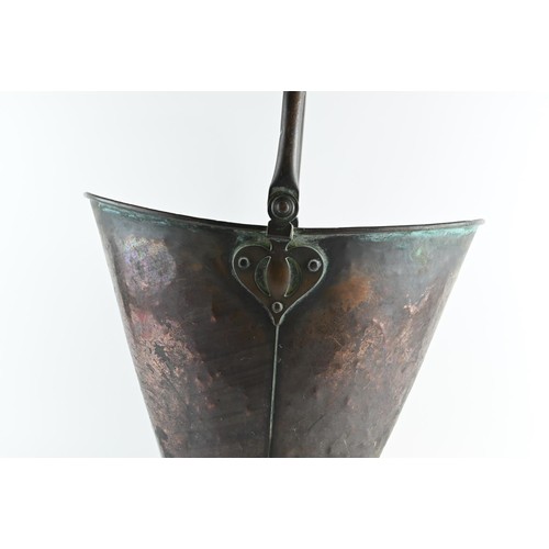 512 - Copper Art Nouveau coal bucket W40 x D29 x H34, excluding handle