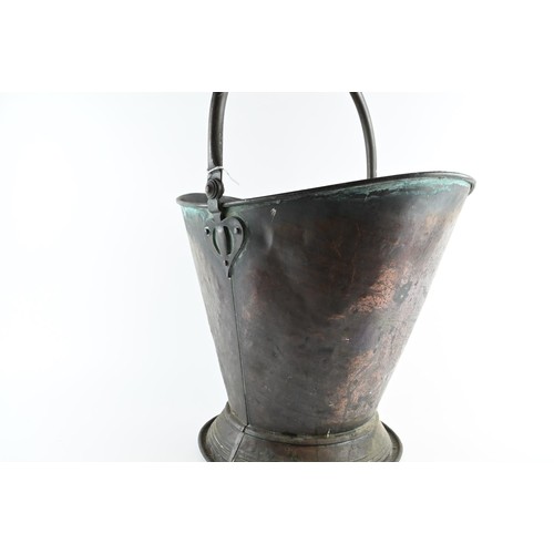 512 - Copper Art Nouveau coal bucket W40 x D29 x H34, excluding handle