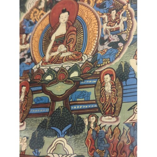 622 - Tibetan Thangka Life of Buddha painting. Painting size 19cm x 23cm