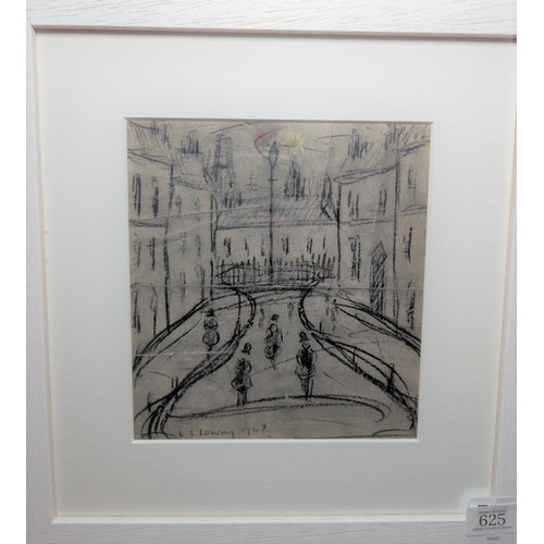 625 - Pencil sketch of a Manchester street in the manner of L S Lowry, signed lower left L S Lowry 1947. P... 