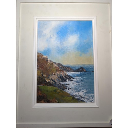 629 - David Beer- South Cornwall Cliffs. Oil on board 42cm x 53cm inclusive of frame.