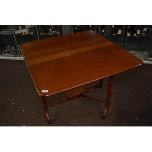 517 - Victorian mahogany table with drop leaf W90 D90H 71cm (Closed width 12cm)