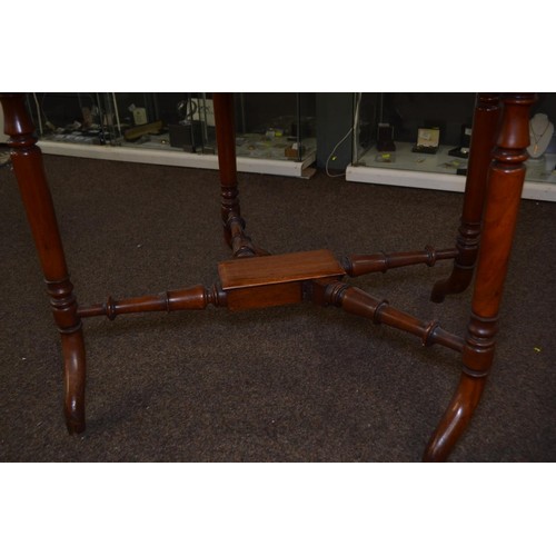 517 - Victorian mahogany table with drop leaf W90 D90H 71cm (Closed width 12cm)