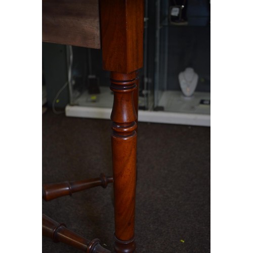 517 - Victorian mahogany table with drop leaf W90 D90H 71cm (Closed width 12cm)