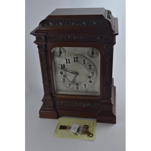 552 - Large mantel/centre piece clock. Bristol goldsmiths alliance. Three dials to front with keys and pen... 