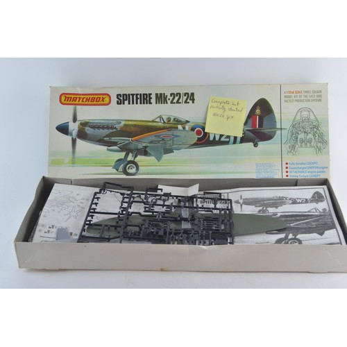 595 - Matchbox Spitfire Mk-22/24 1:32 scale (boxed complete but build started) Matchbox Handley Page ... 