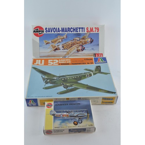 594 - Three model aircraft. Airfix and Italeri. Sovoia-Marchetti S.M.79 series 4 1:72Hawker Demon Series 1... 