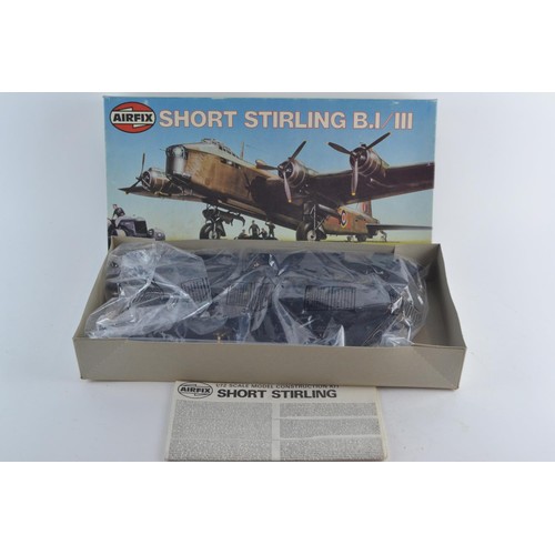 596 - Three Airfix model aircraft.P-51D Mustang 24th scaleShort Stirling B.1/111 scale 1/72Handley Page 0/... 